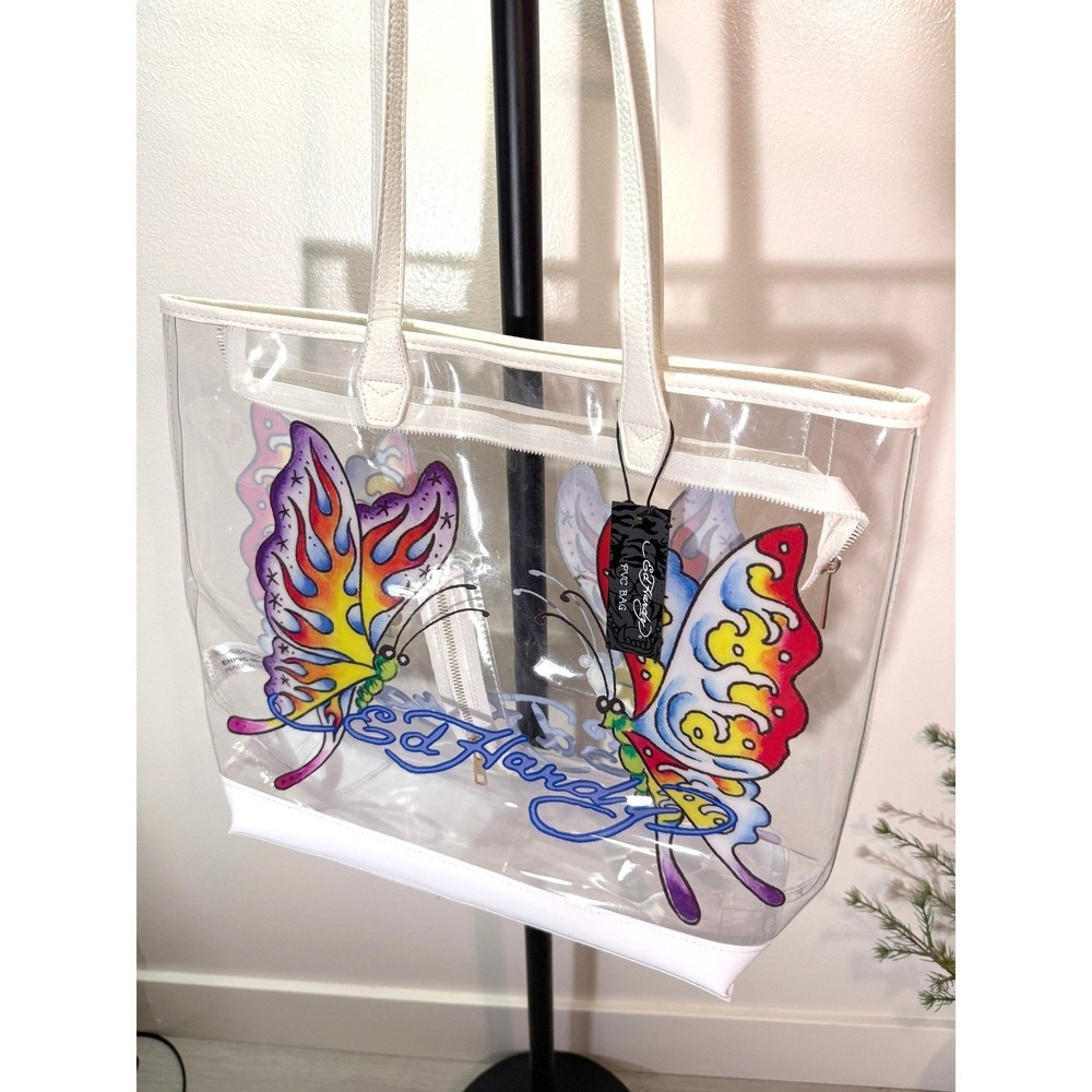 ED Hardy tote NWT butterflies tattoo style collector clear tote iconic y2k Event